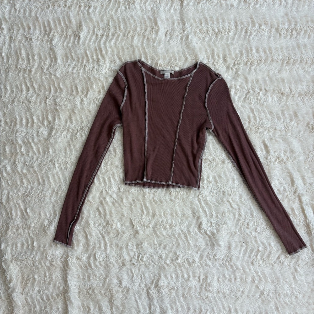 Full Tilt Brown Long Sleeve Blouse
